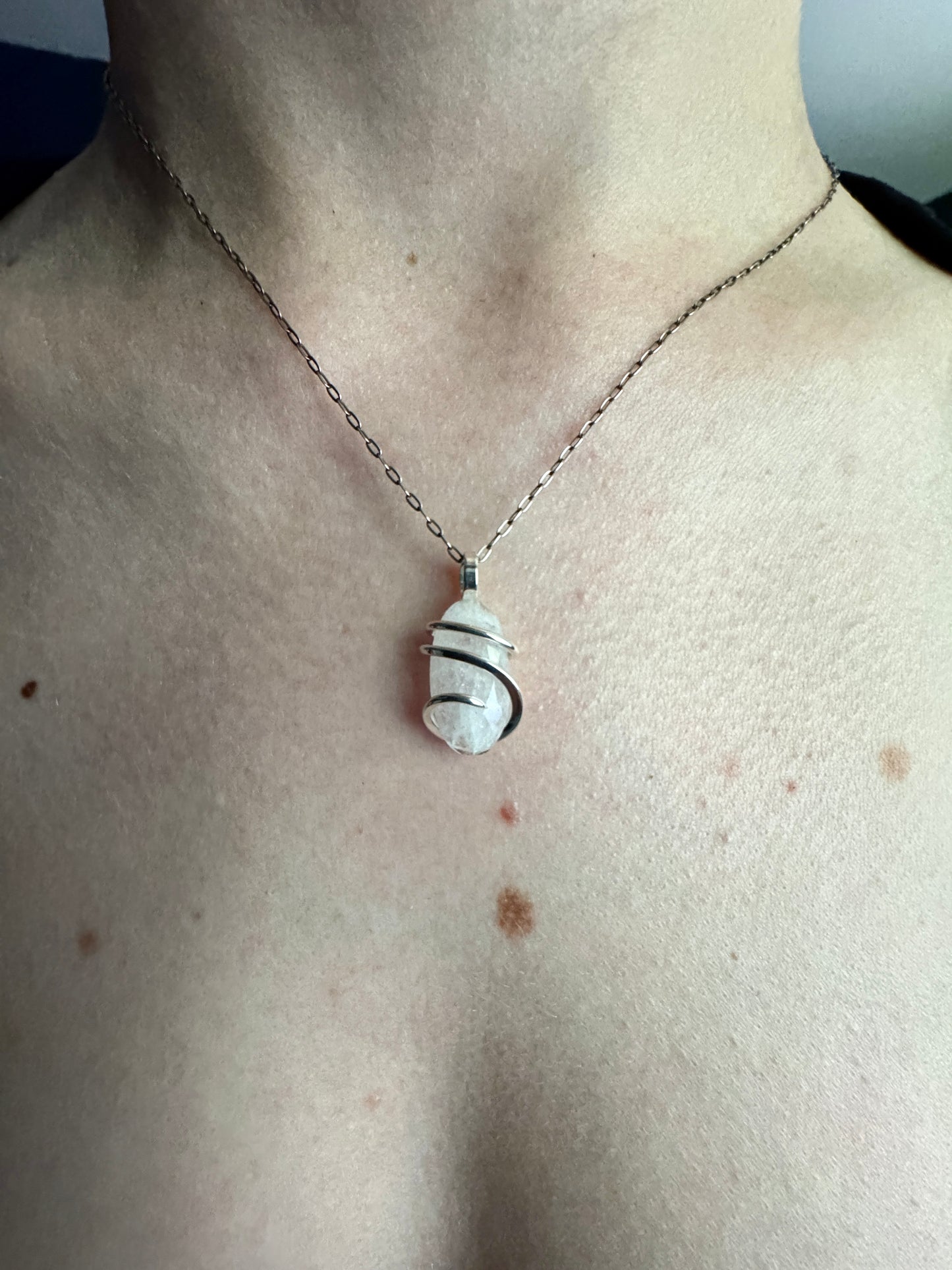 Faceted danburite in sterling silver pendant