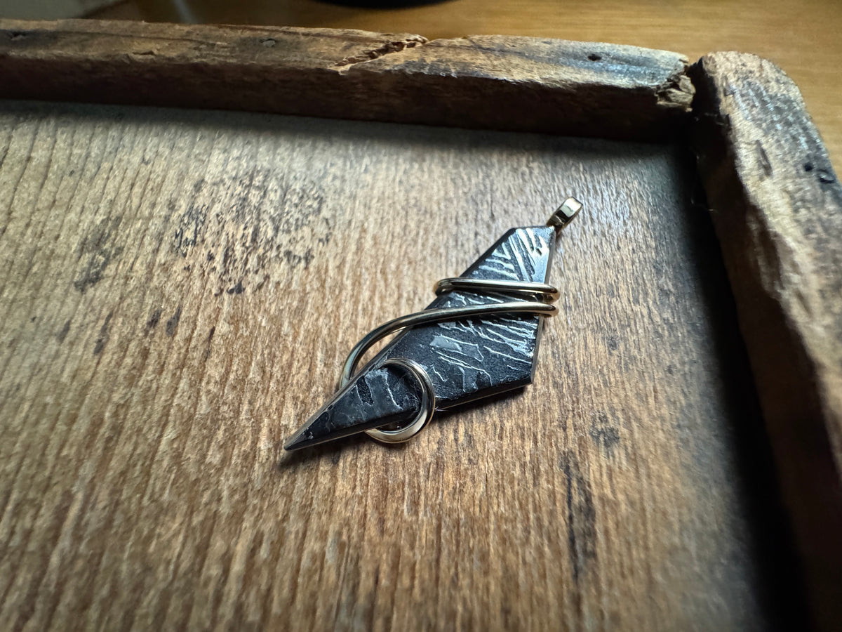 Meteorite in 14k gold pendant