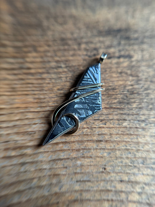 Meteorite in 14k gold pendant