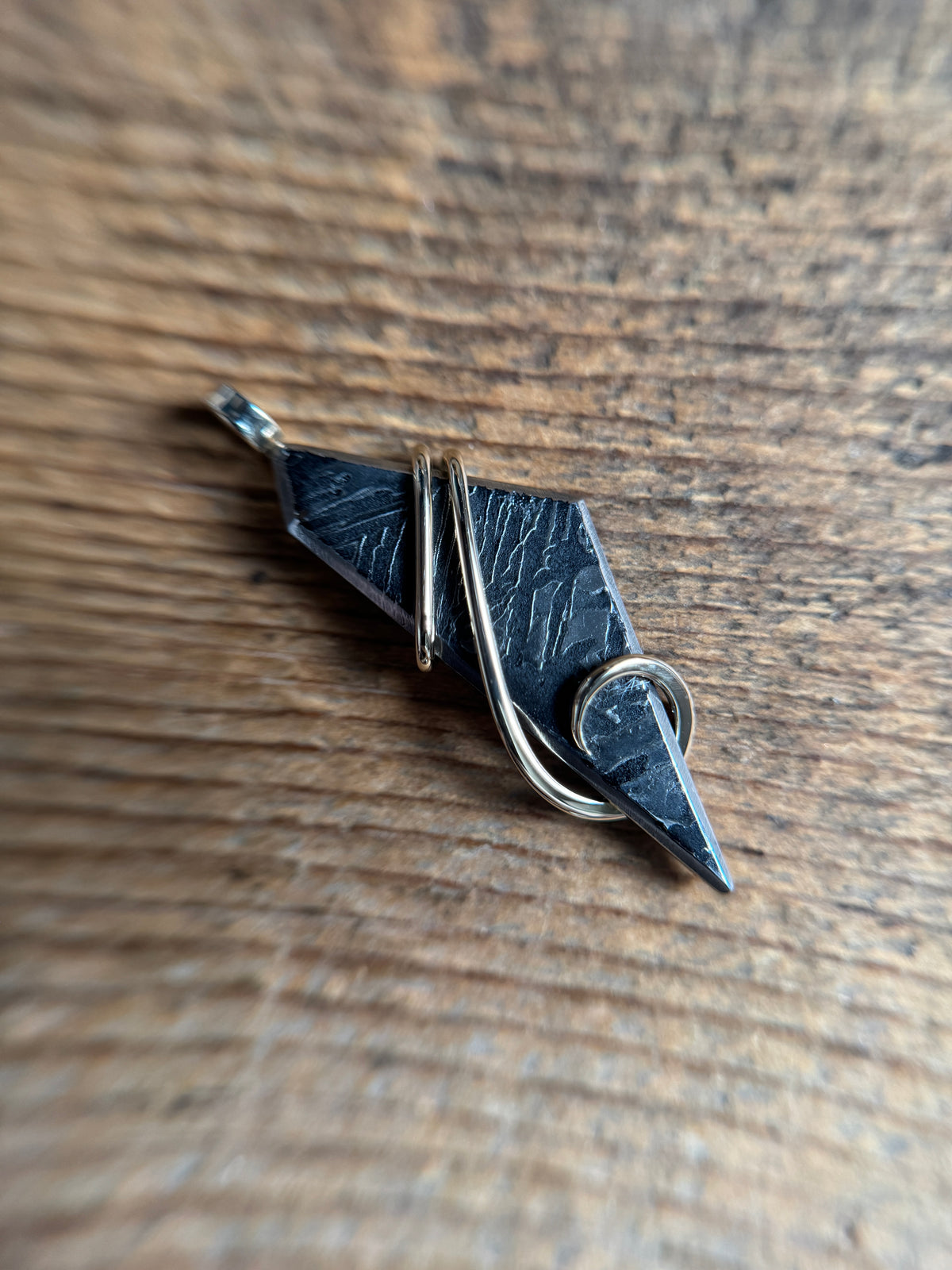 Meteorite in 14k gold pendant