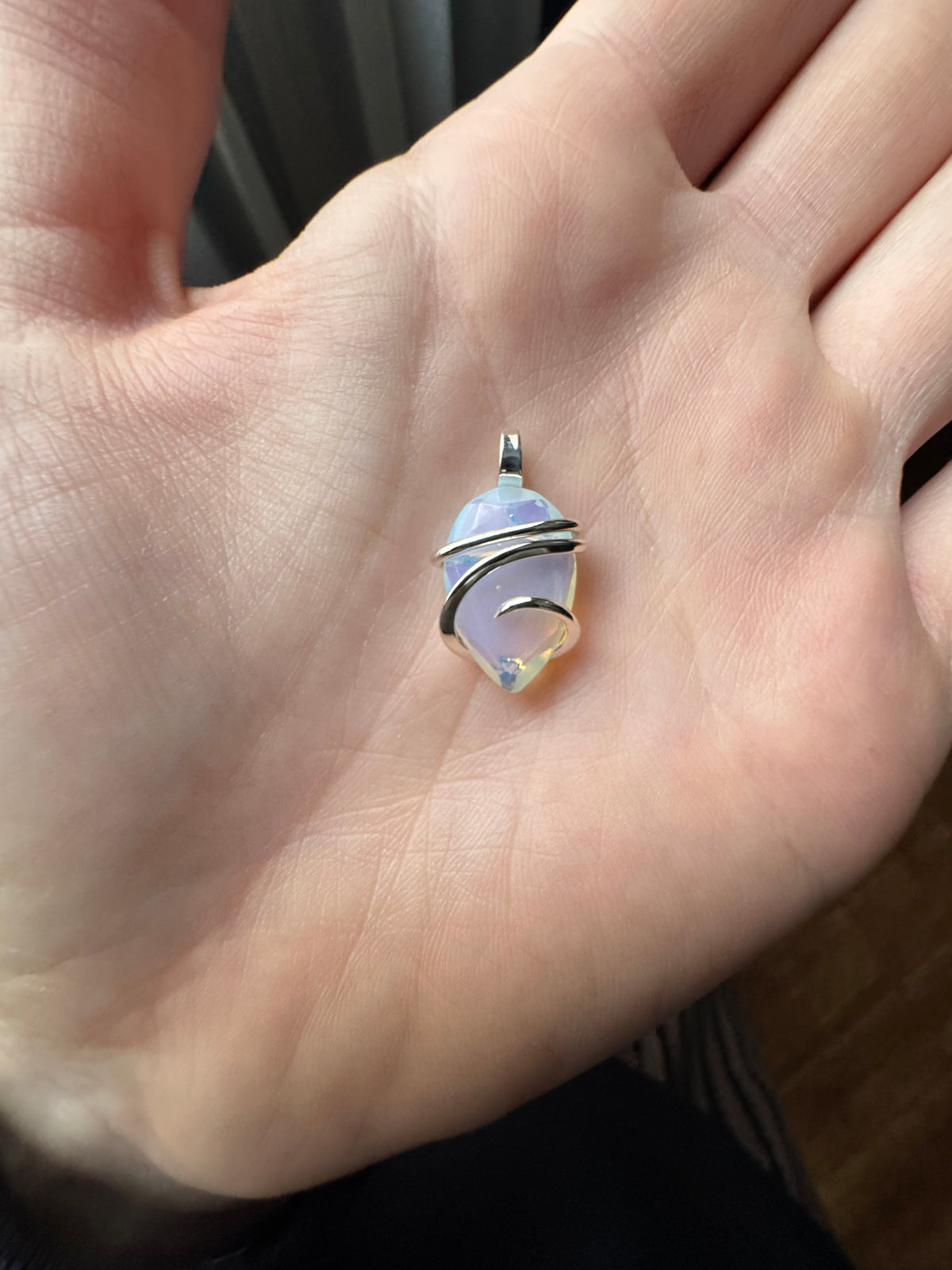 Faceted opalite in sterling silver pendant