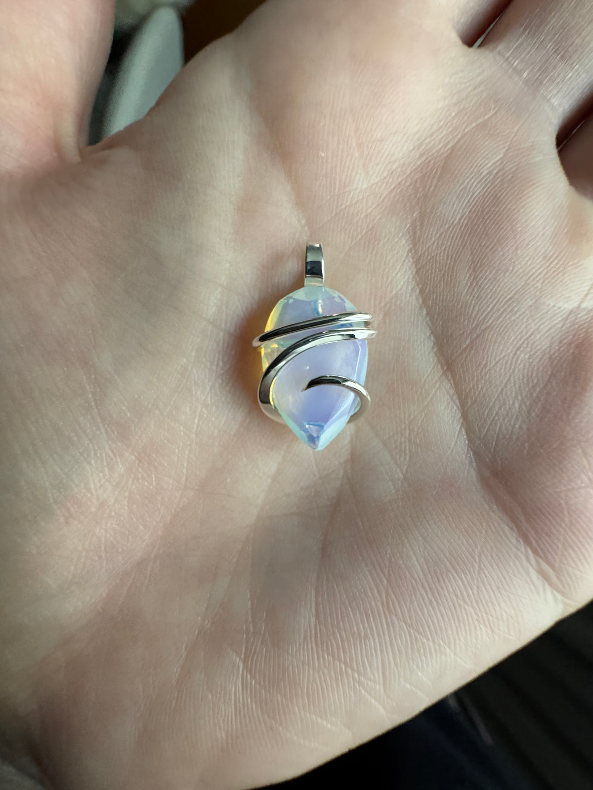 Faceted opalite in sterling silver pendant