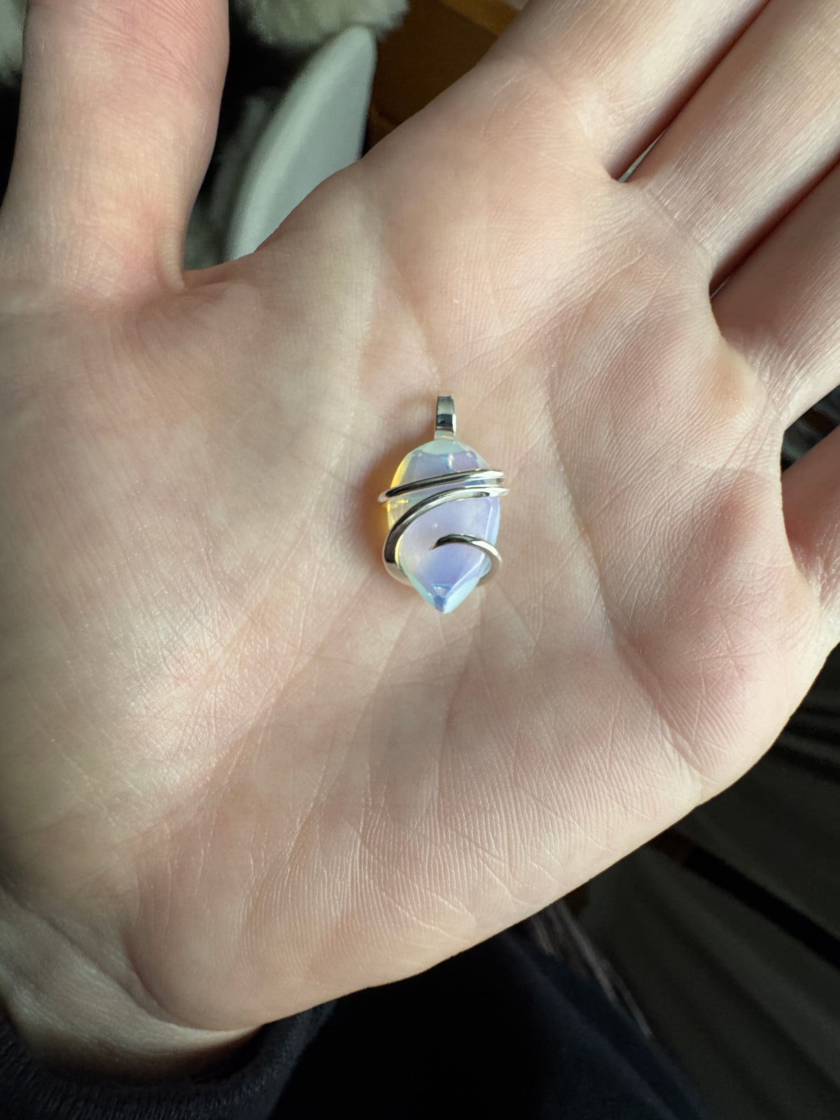 Faceted opalite in sterling silver pendant