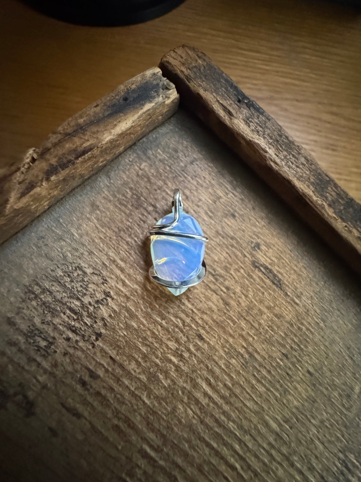 Faceted opalite in sterling silver pendant