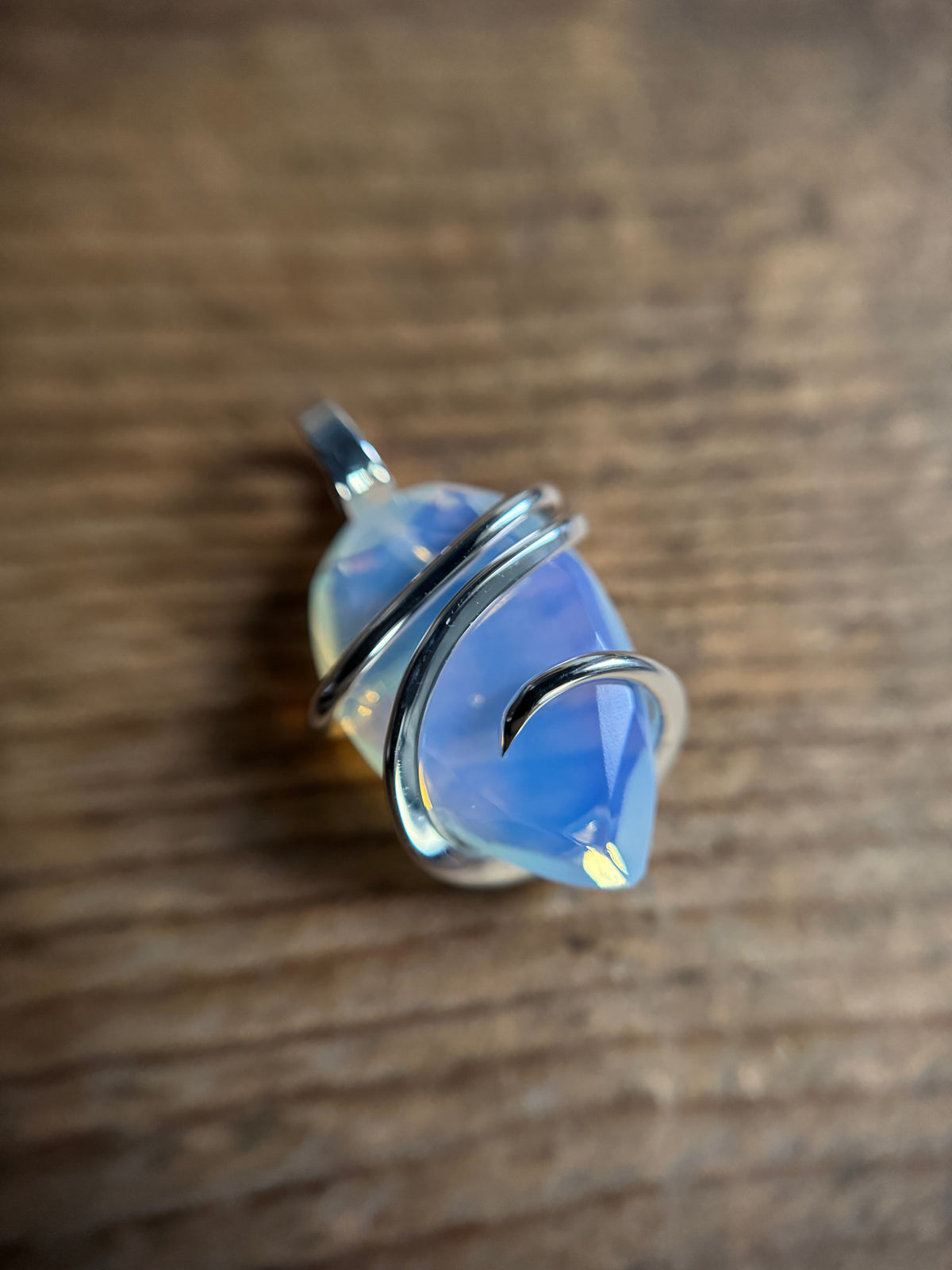 Faceted opalite in sterling silver pendant