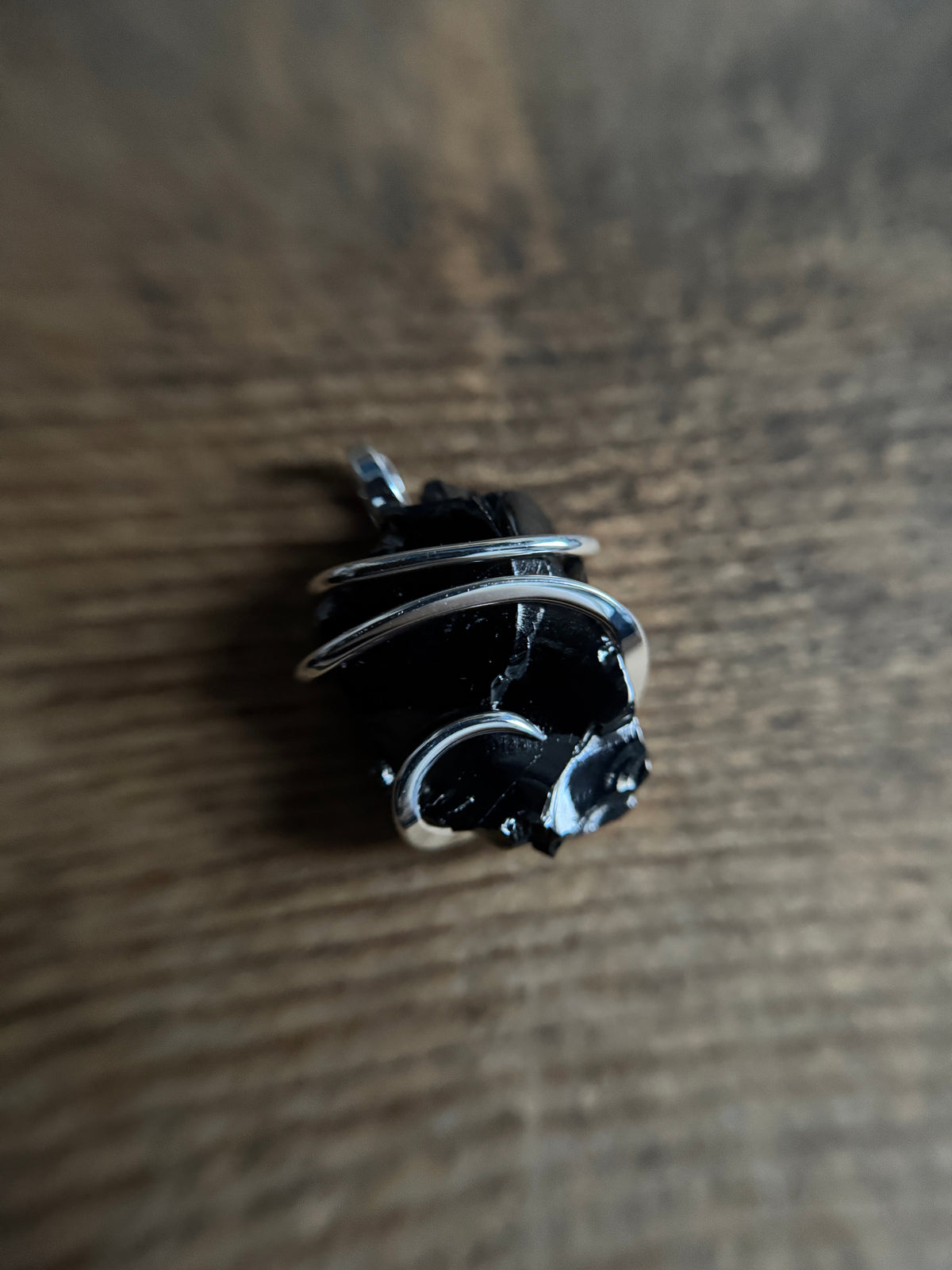 Shungite in forged sterling silver pendant