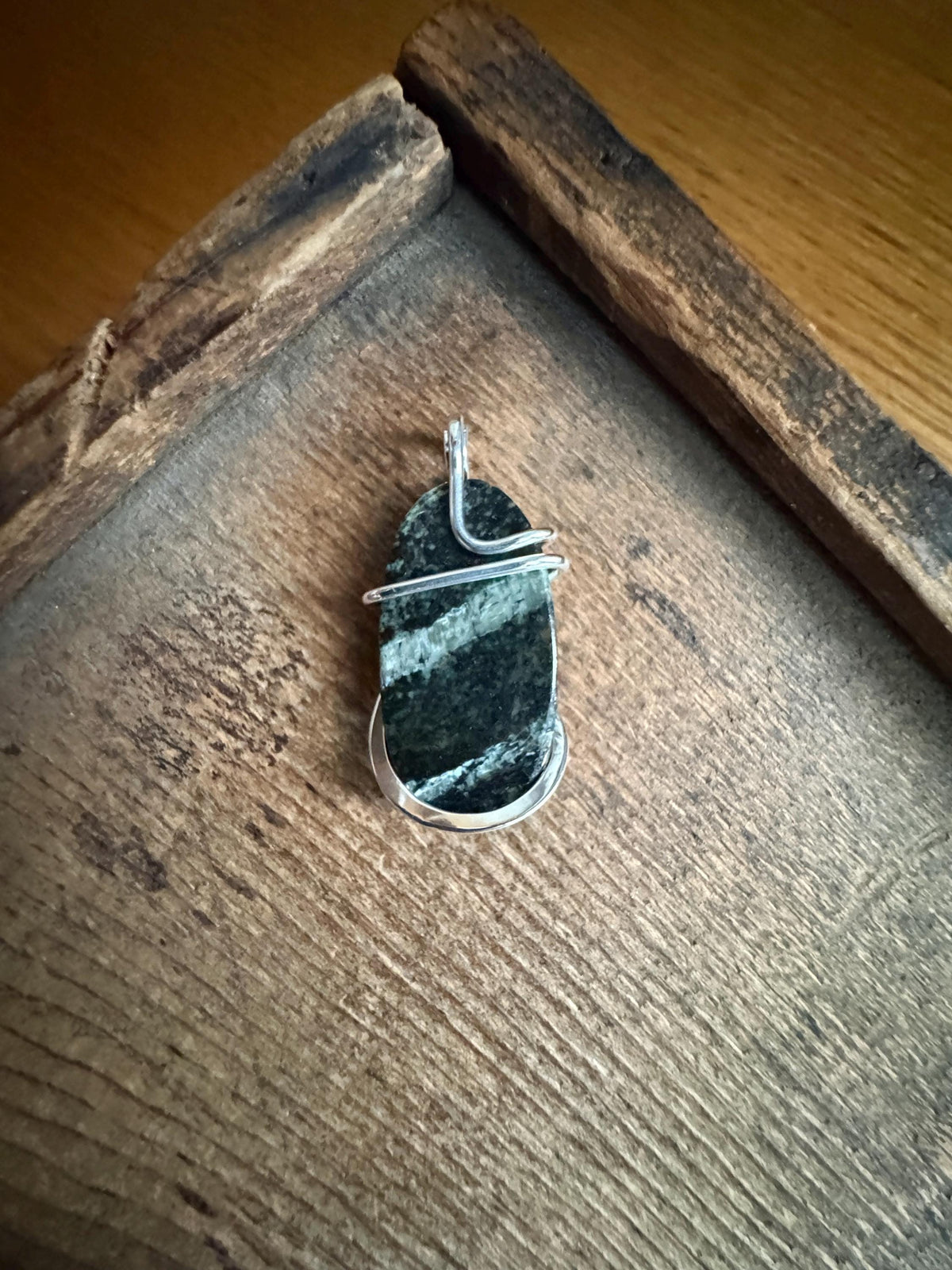 Swiss green opal sterling silver pendant