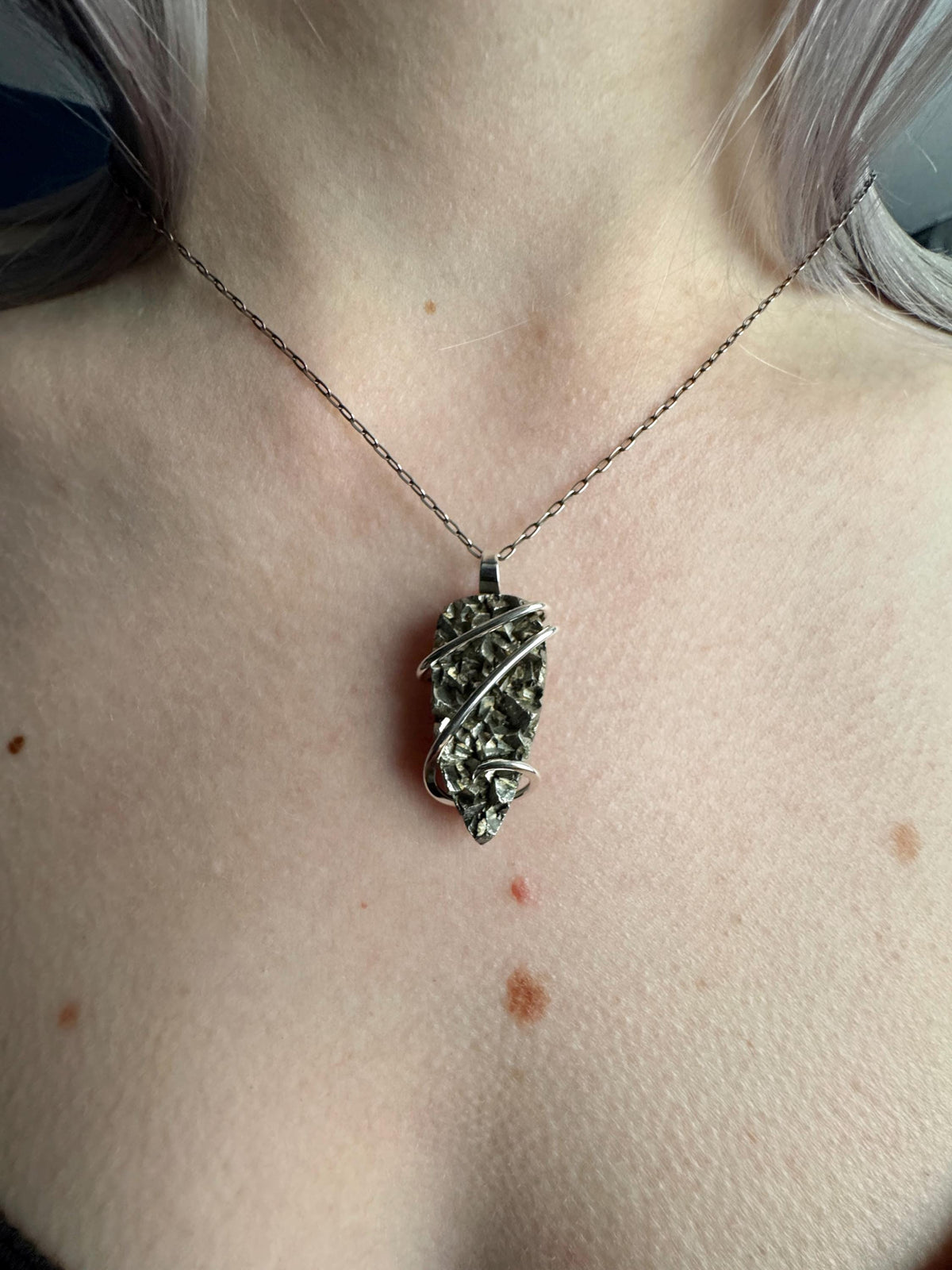 Pyrite in sterling silver pendant