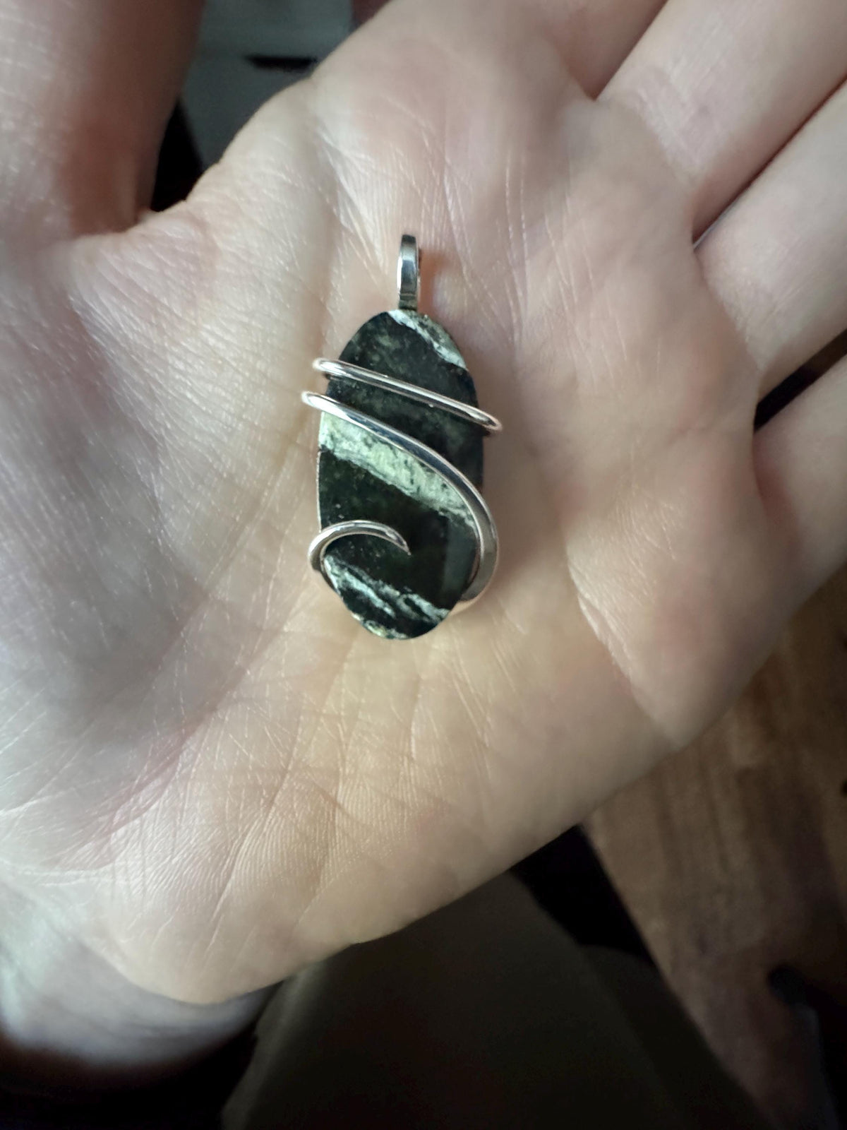 Swiss green opal sterling silver pendant