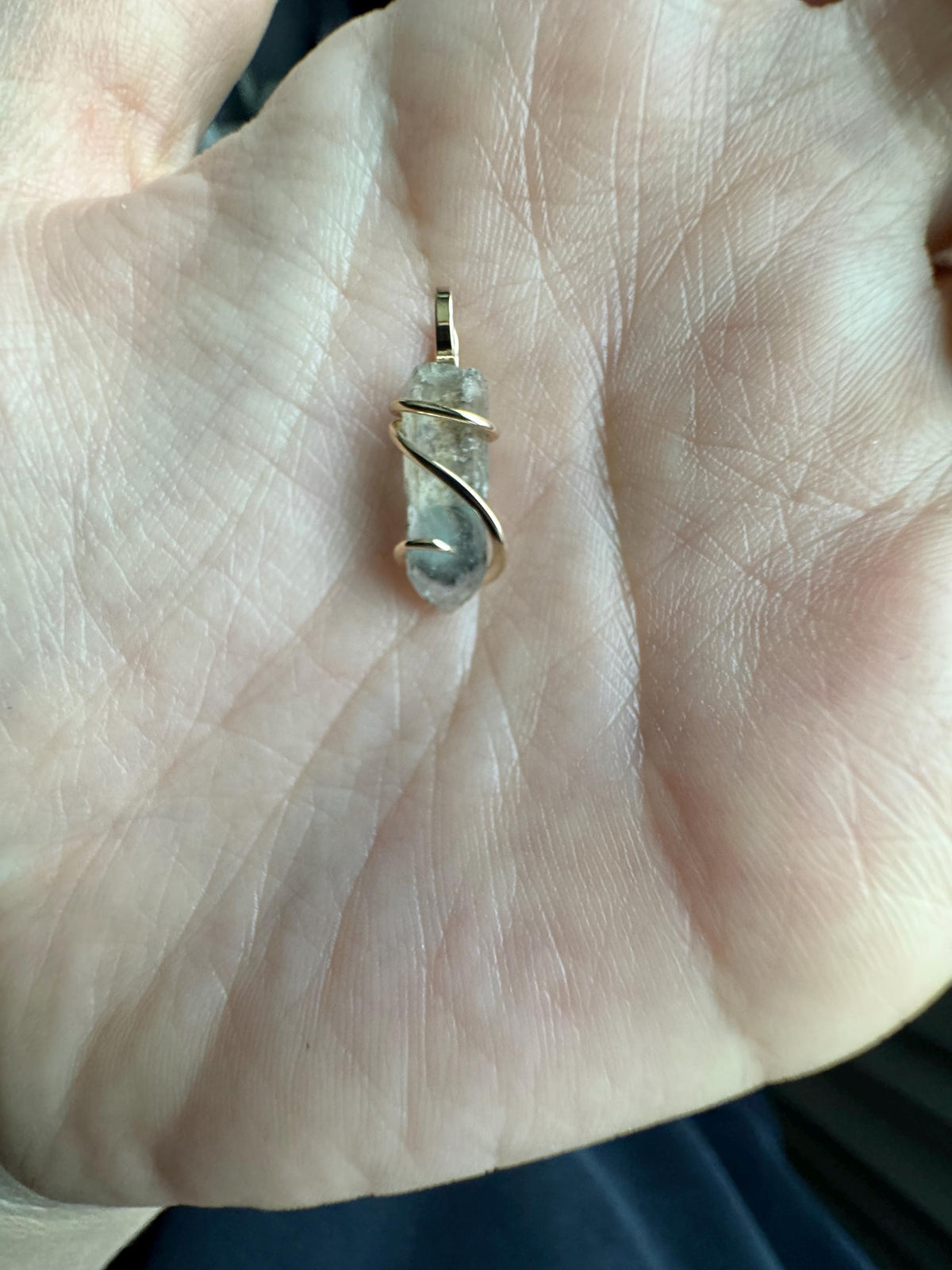 Ajoite quartz in 14k gold pendant