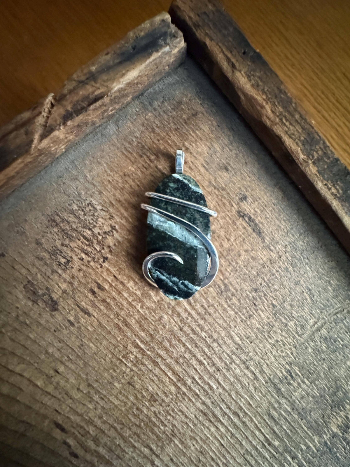 Swiss green opal sterling silver pendant