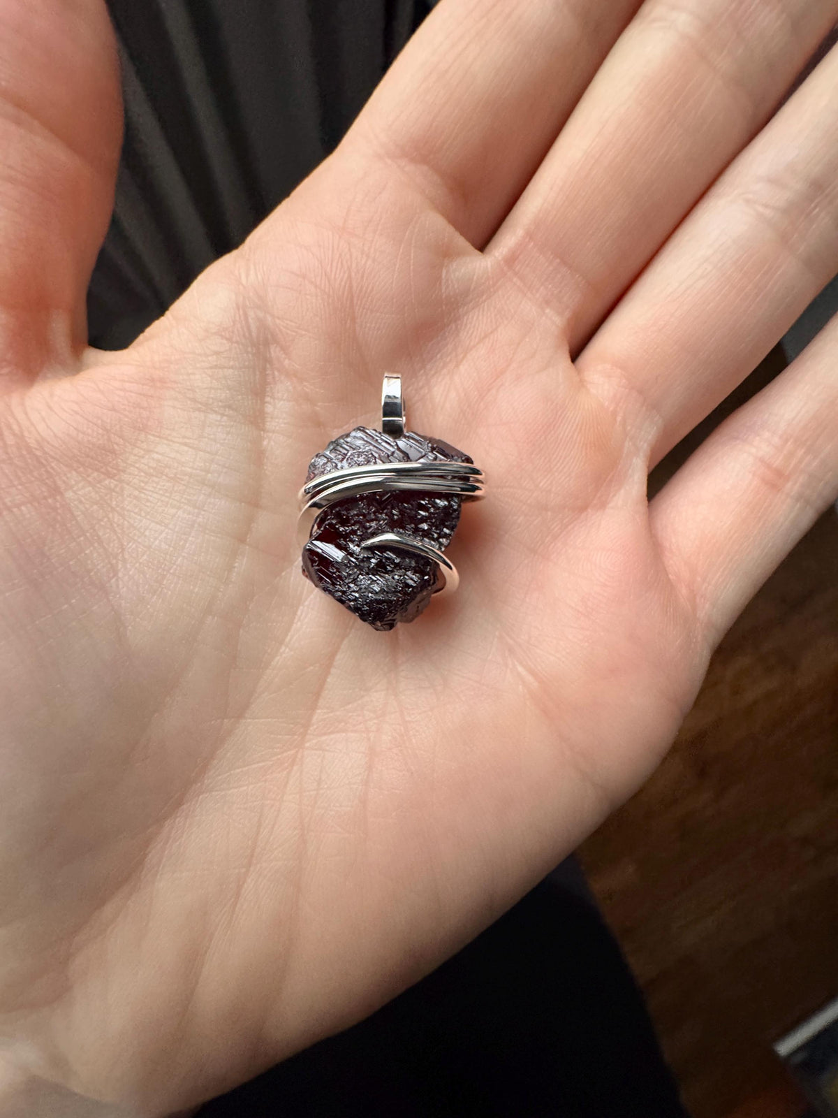 Garnet in sterling silver pendant