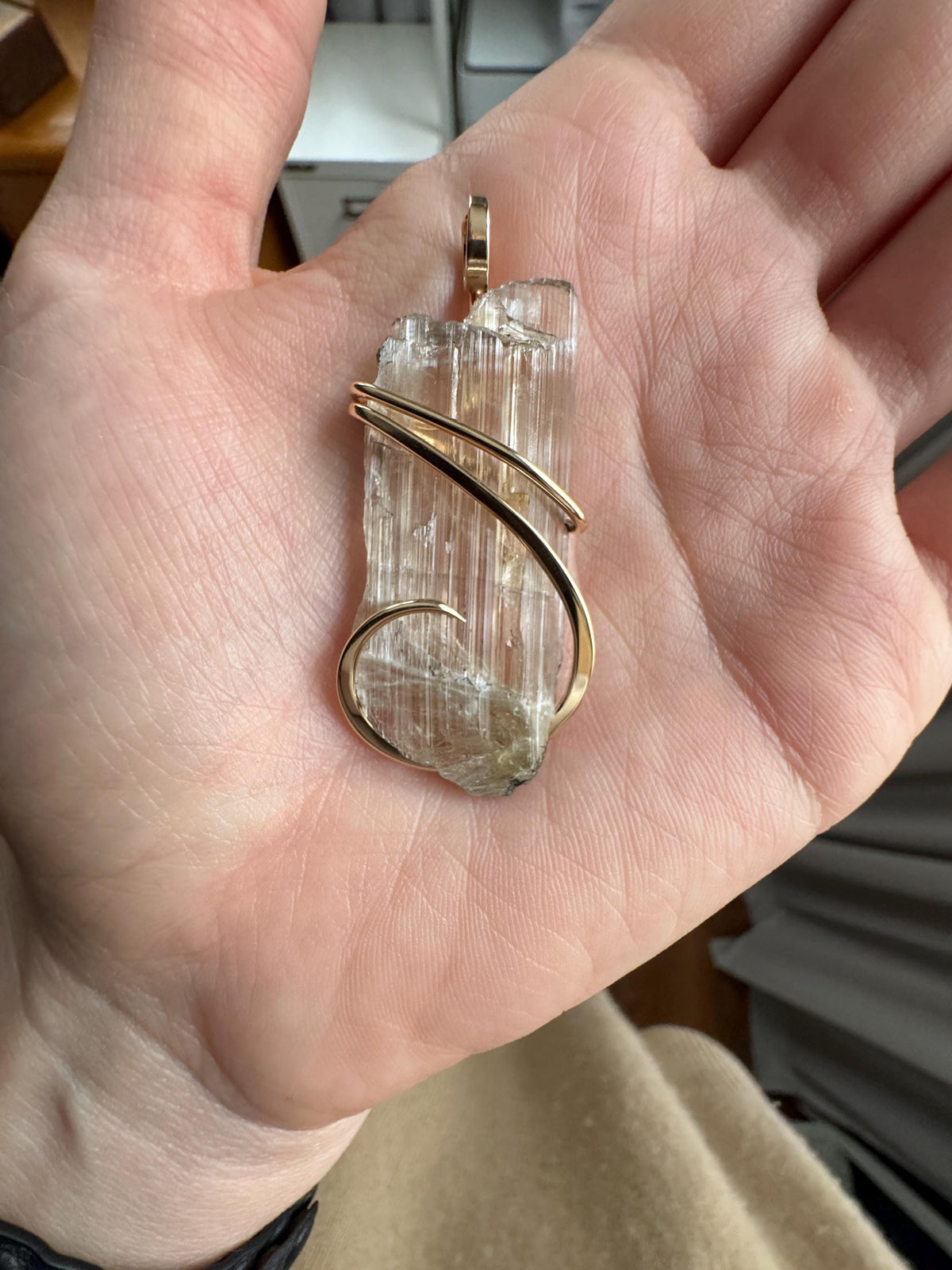 Diaspore in 14k gold pendant