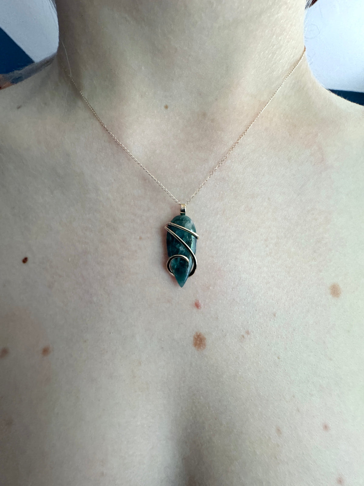 Grandidierite in 14k gold pendant