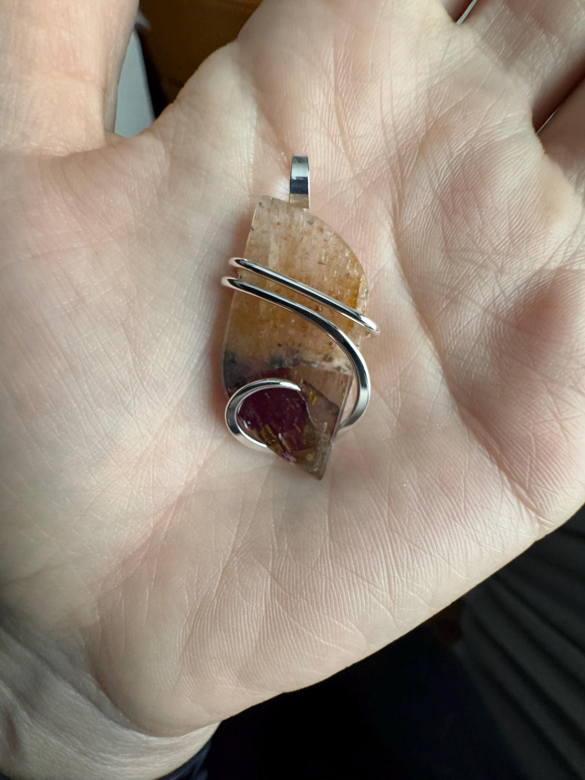 Faceted super seven in sterling silver pendant