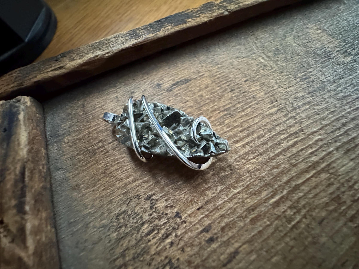 Pyrite in sterling silver pendant