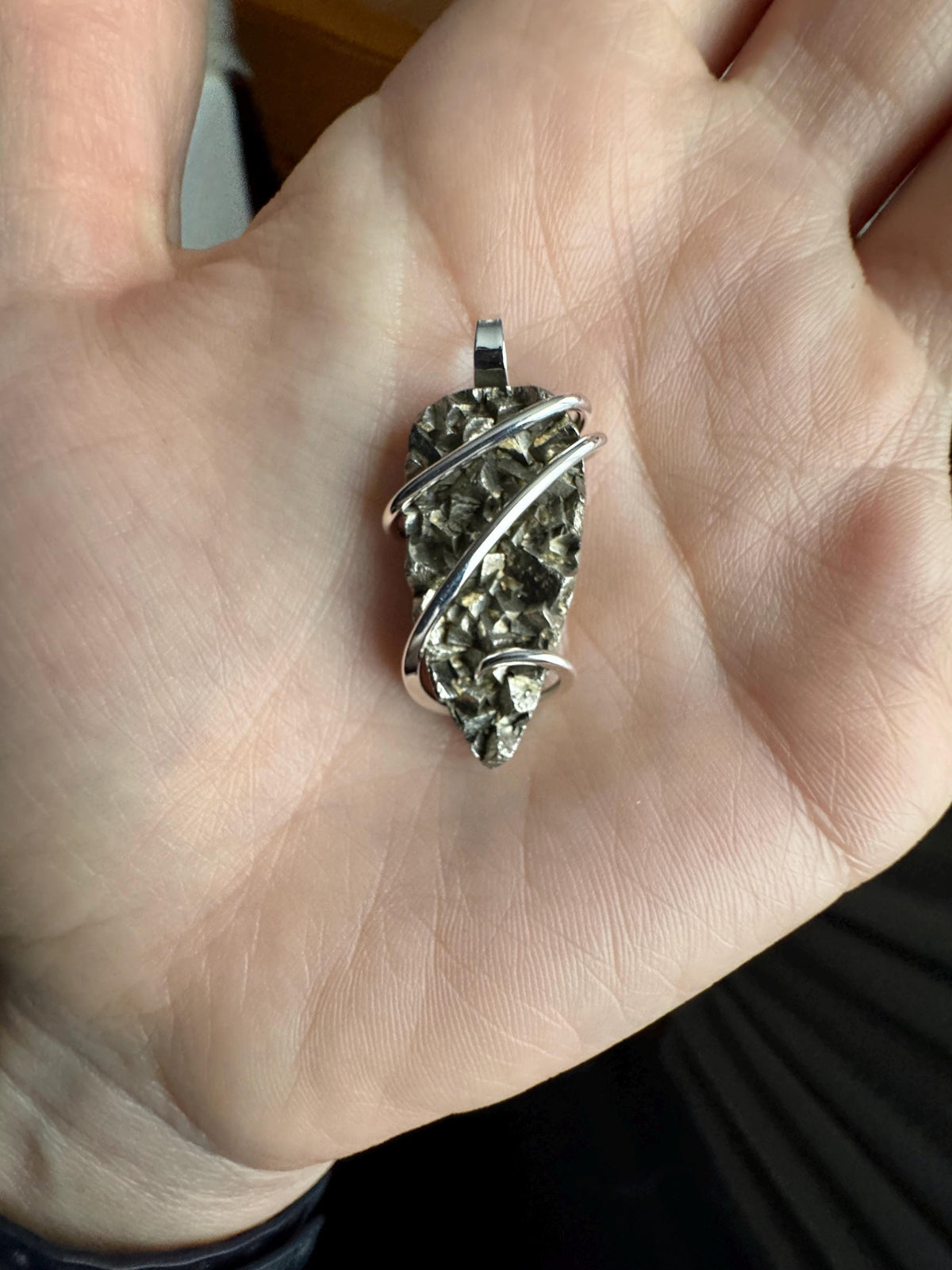 Pyrite in sterling silver pendant