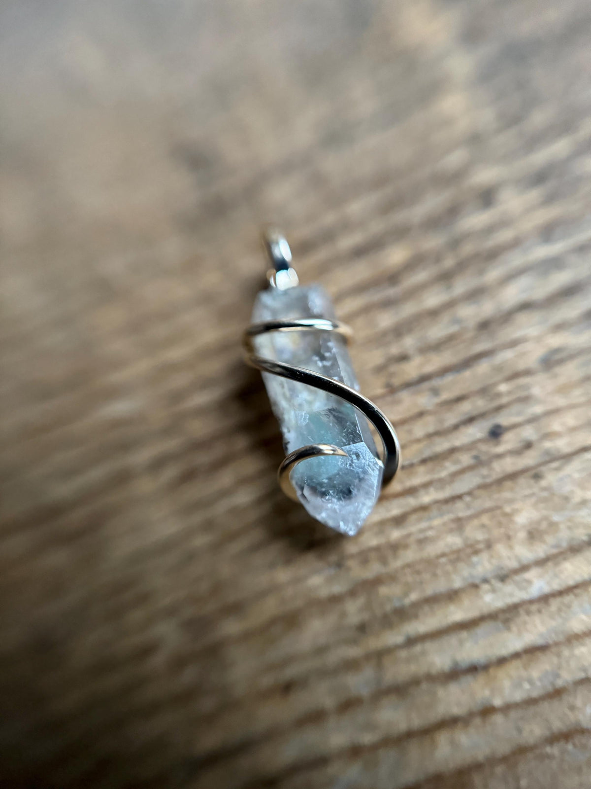 Ajoite quartz in 14k gold pendant