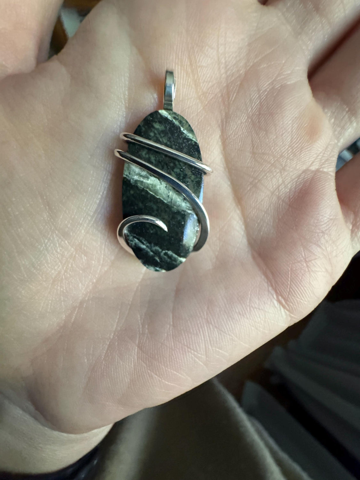 Swiss green opal sterling silver pendant