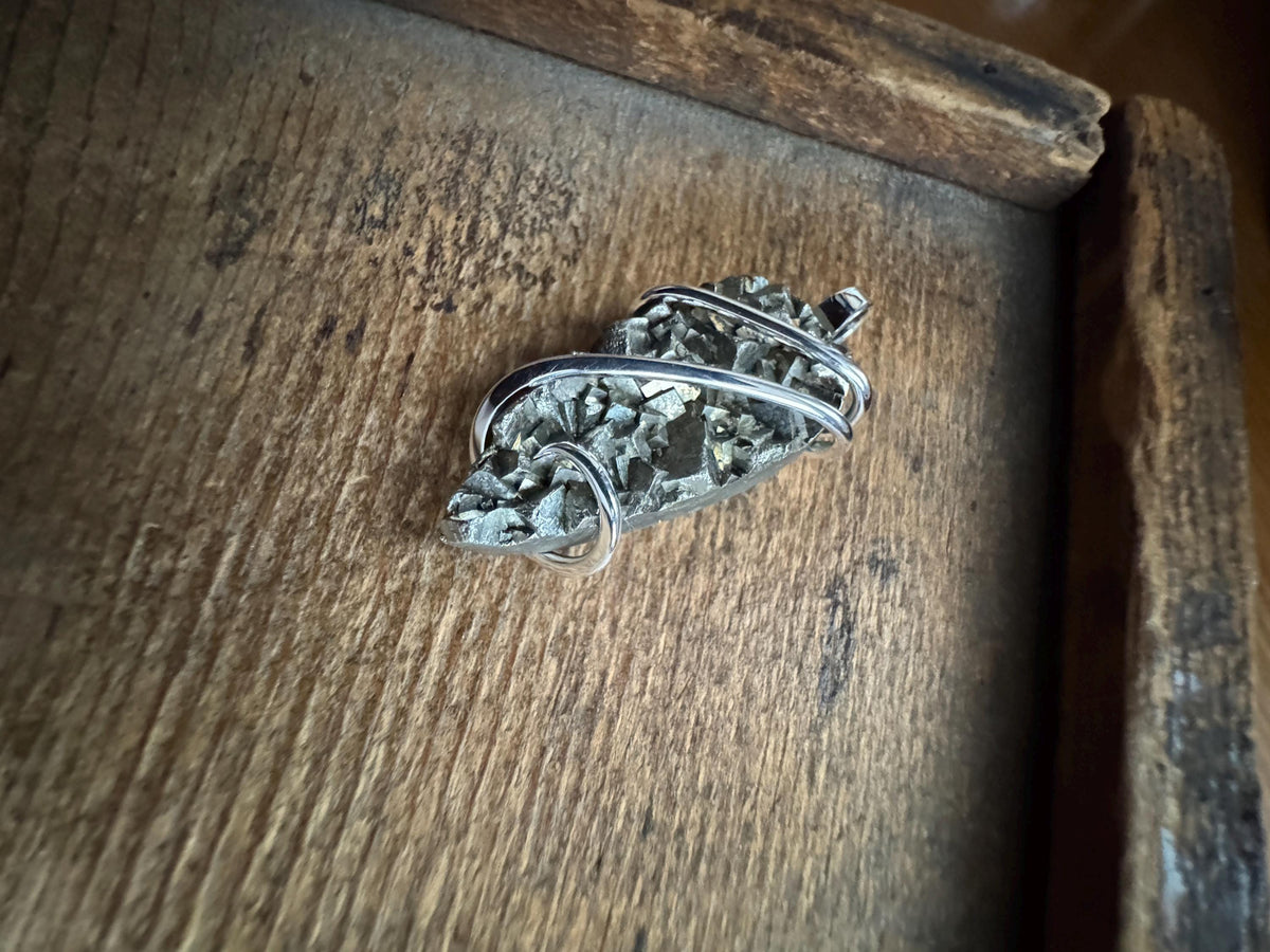 Pyrite in sterling silver pendant
